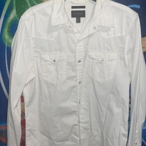 Mens slim white button down